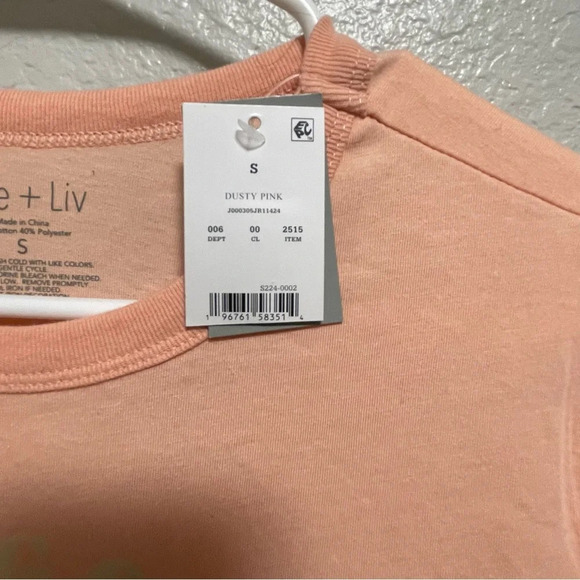 NWT Women’s Zoe + Liv Dusty Pink Short Sleeve Top Small - Picture 4 of 5